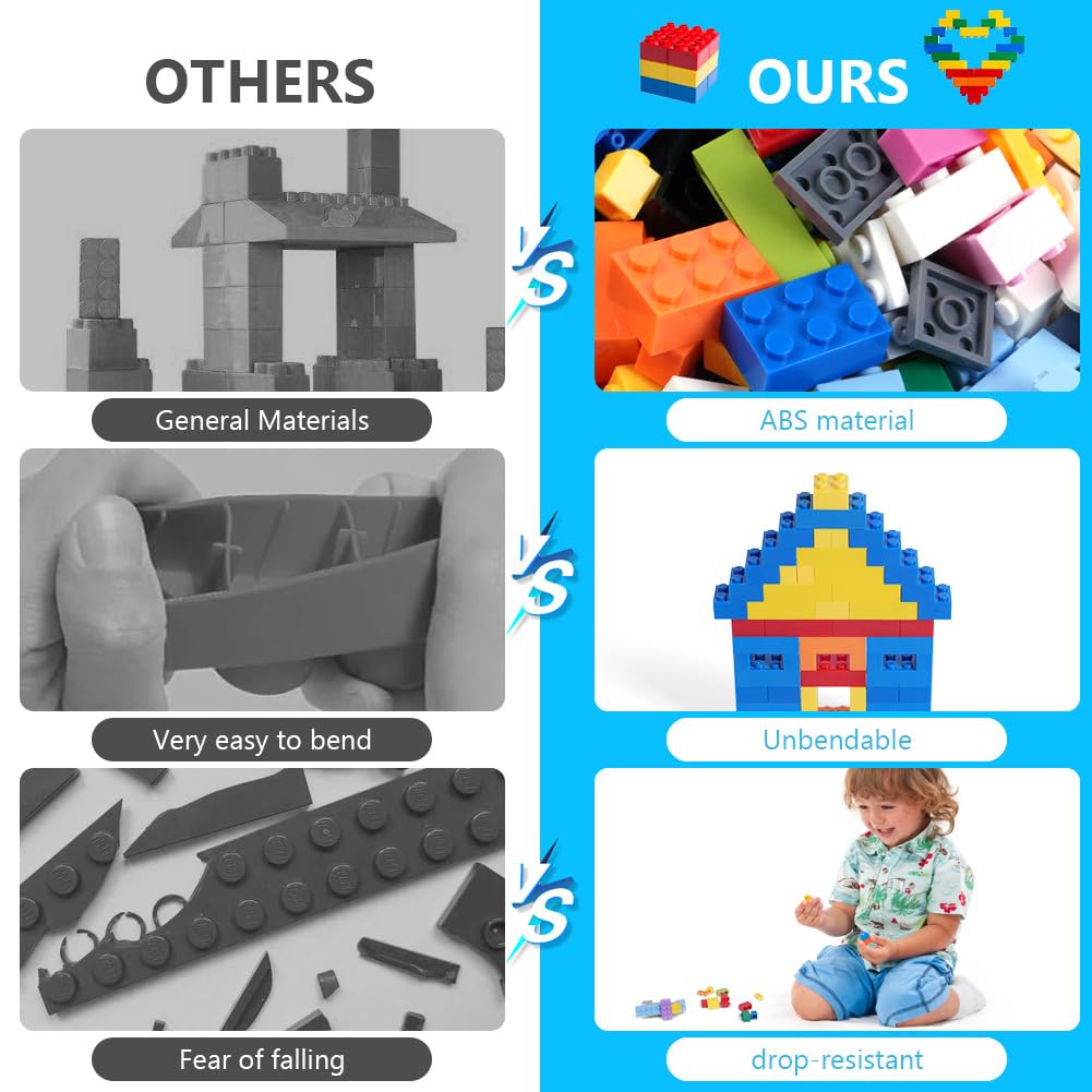 ABOHU Building Bricks Classic 1500 Pieces Kids Building Blocks Box Compatible with All Major Brands, Educational Creative Brick Toy for Kids Girls Boys, Compatible with Construction Building Blocks - Image 4