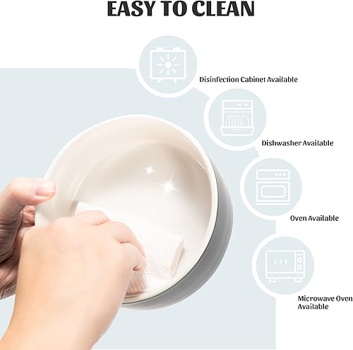 Miniatura 6 de SPUNKYJUNKY Cuenco de cerámica inclinado de 15 para perros y gatos con soporte de madera, cuenco inclinado para comida y agua para bulldog,