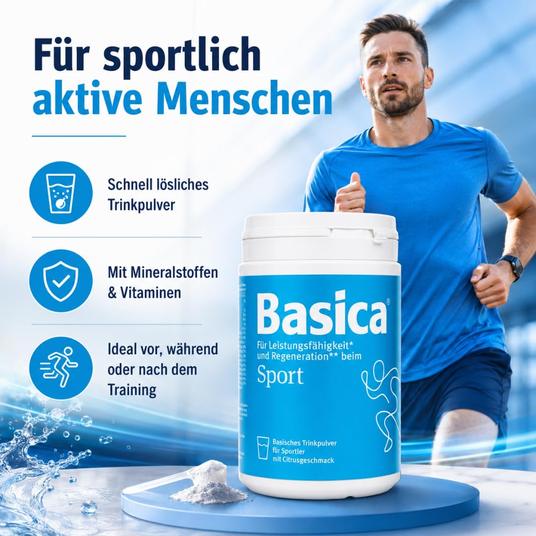 Basica Sport 660 g | Basisches Trinkpulver | mit Pharma Perle Duschgel (2x) | Basisches, schnell lösliches Sportgetränkepulver mit Kohlenhydraten, Elektrolyten, Mineralstoffen und Vitaminen