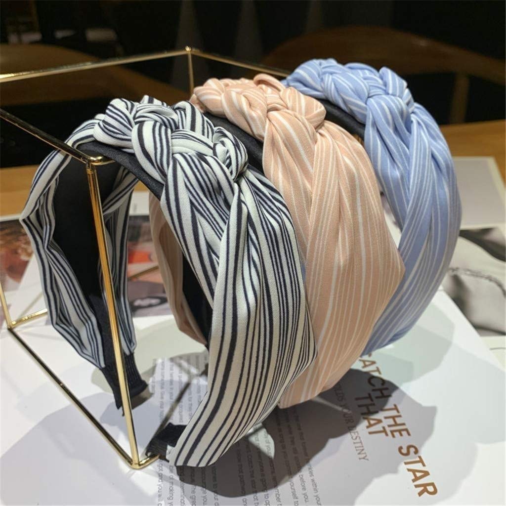 Szerokie opaski na głowę Knot Turban Opaska na głowę Opaska do włosów Elastyczne akcesoria do włosów dla kobiet i dziewcząt, 7 kolorów (kolor: D)