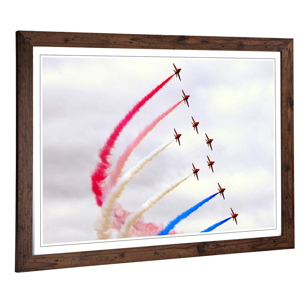 Red Arrows RAF Airshow 2 Framed Wall Art Print A2 Walnut