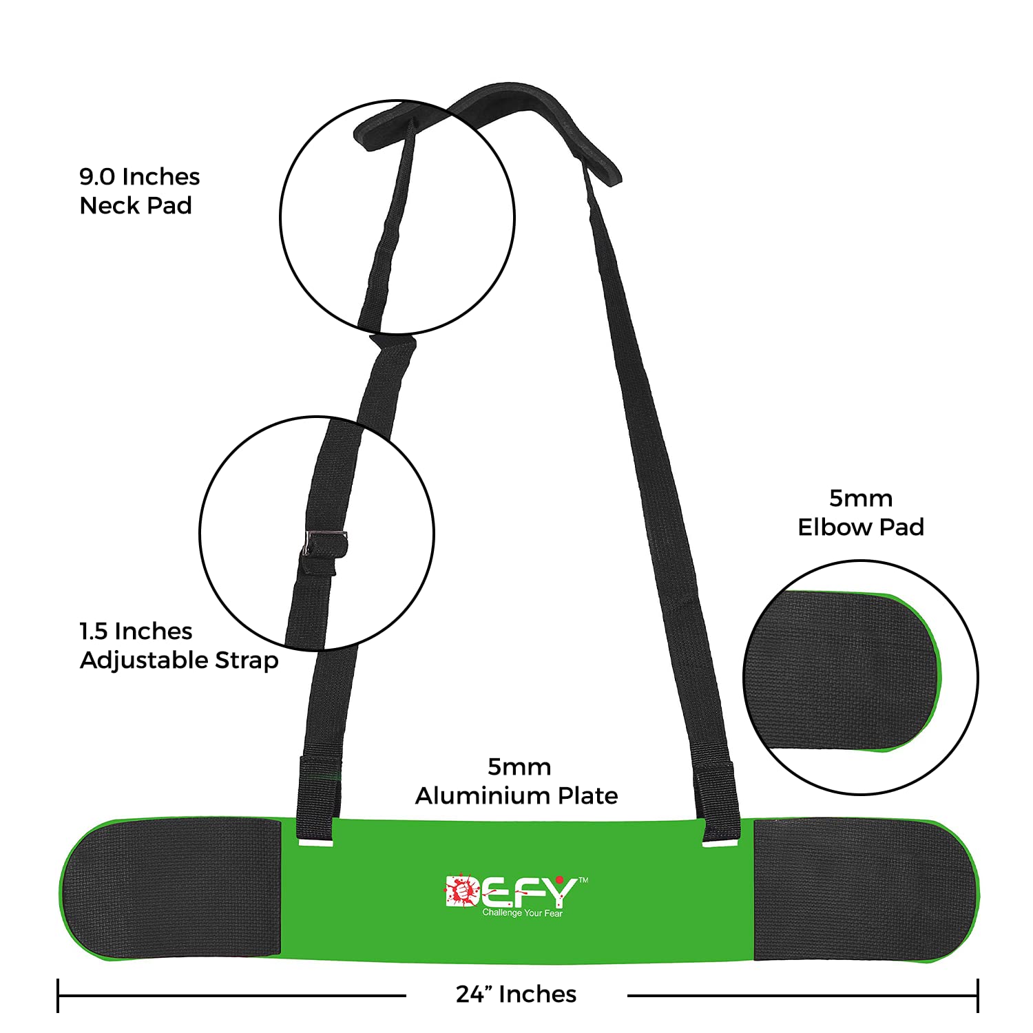 DEFY Weight Lifting Arm Blaster for Biceps & Triceps Support - Perfect Arm Workout Equipment with Thick Gauge Aluminum & Advanced Neoprene Padding - Workout Equipment for Weight Lifters (Green)