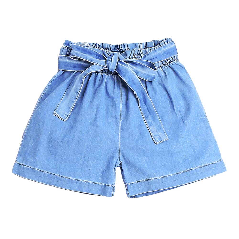 Hopscotch Girls Solid BlouseShorts Set In Blue Color for Ages 4-5 Years 2