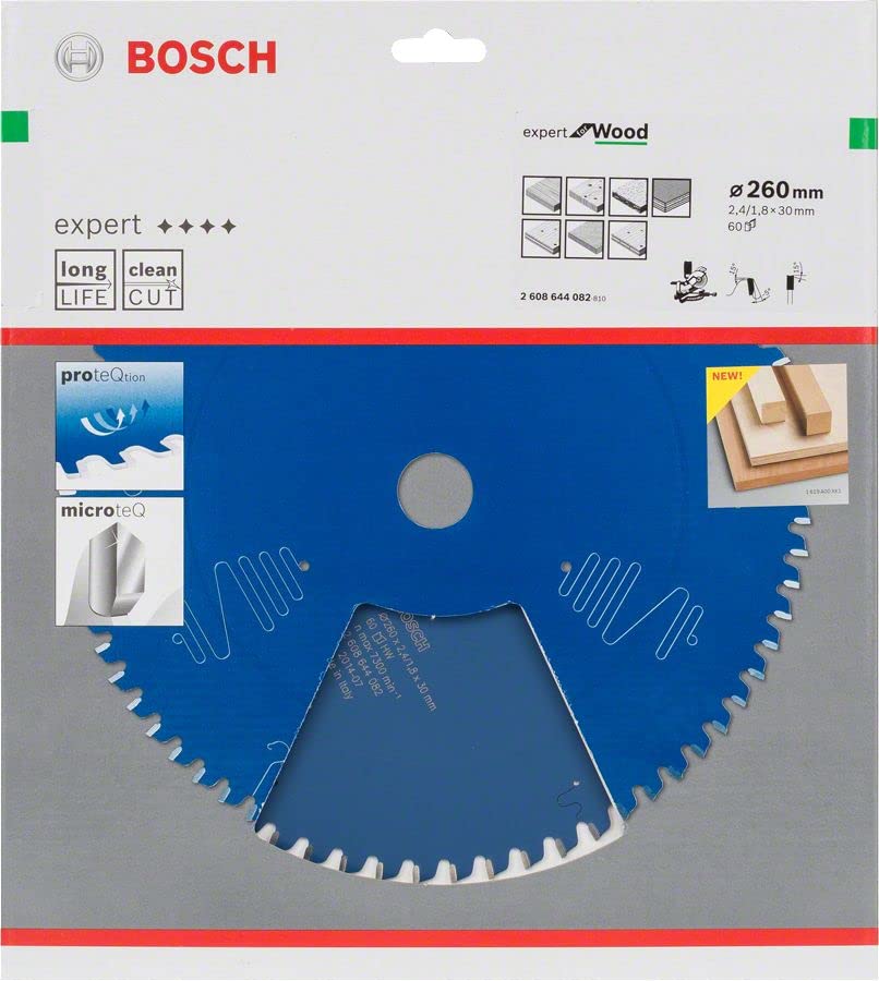 Bosch dairesel testere bıçağı Expert için ahşap, 260 x 30 x 2,4 mm, diş sayısı 60, 1 adet, 2608644082