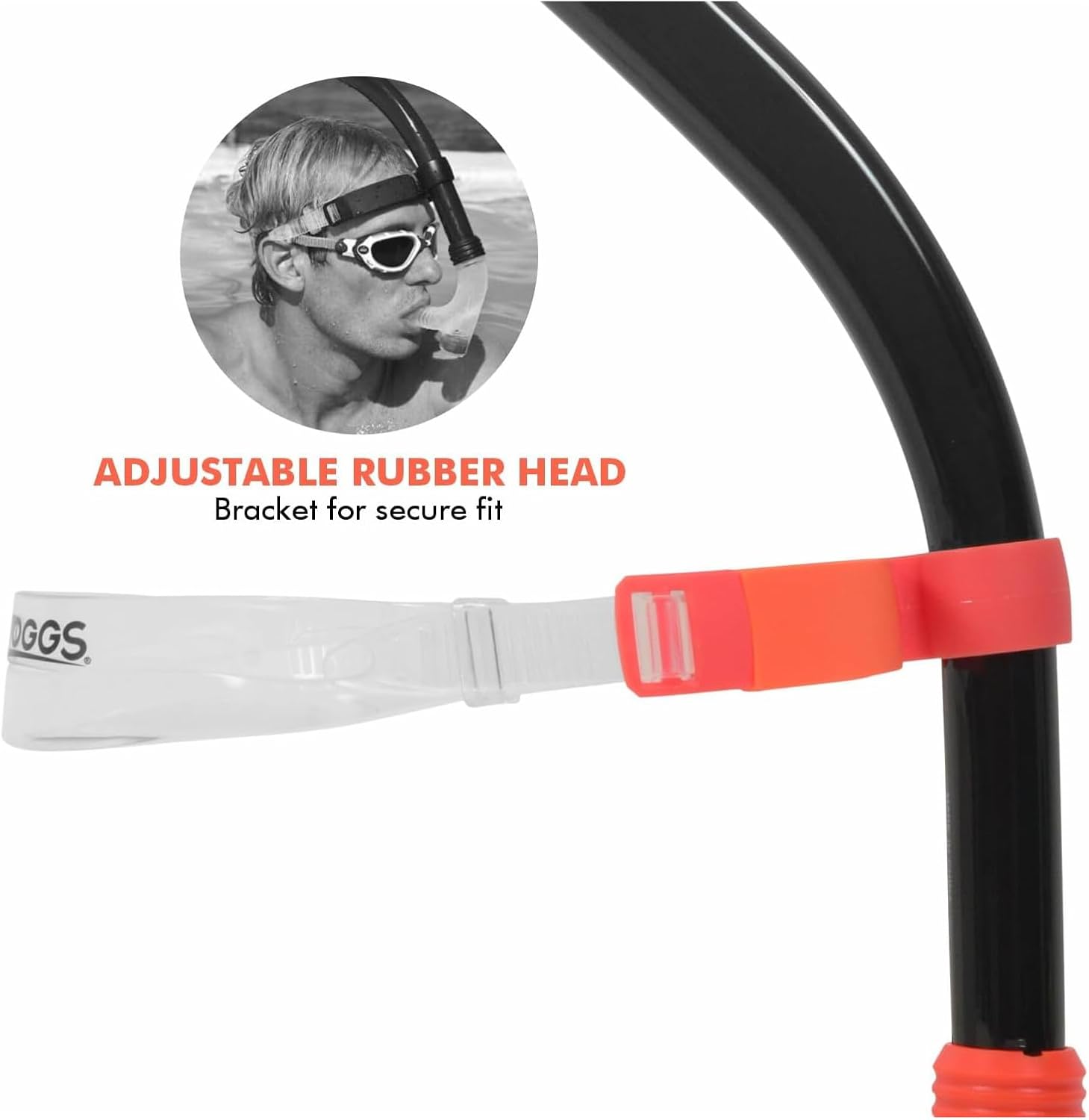 Zoggs Unisex Adult Centre Line Hydro-Dynamically Designed Vylux and Phthalate Free Swim Snorkel Tube | Rubber Head Bracket