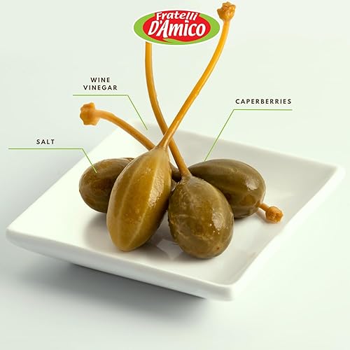 Miniatura 6 de Caperberry, Premium Qulaity, Primera selección, en escabeche, alcaparras, tamaño familiar, 19 oz (540 g), sin OMG, Fratelli D'Amico, producto de