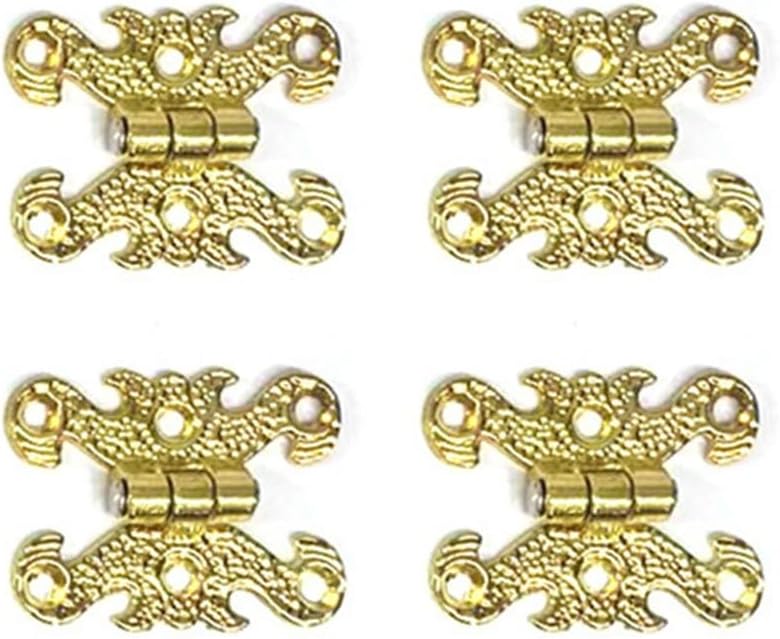 Zinc Alloy Cabinet Hinges (4-Pack) – Vintage Butt Hinges Wooden Boxes, Furniture & Cabinets – Bronze/Gold/Black Decorative Hardware with Screws Included(S Bronze)