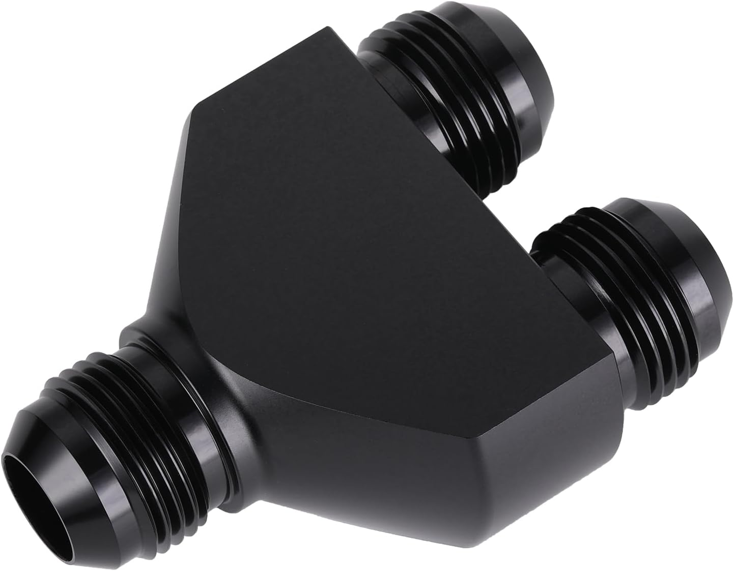 12AN Male to Parallel Dual 12AN Male Y Block Fuel Fitting Splitter Adapter Connector Aluminum Black
