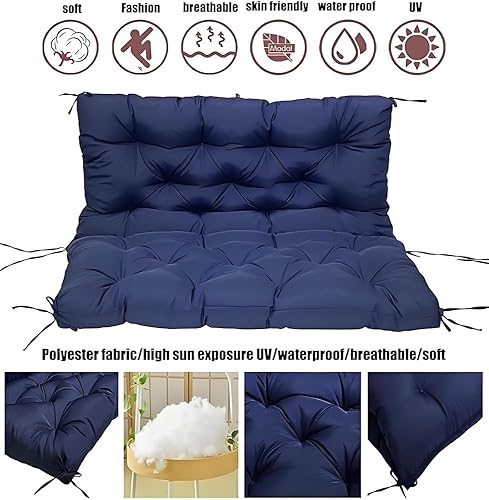 Miniatura 5 de Cojines de repuesto impermeables gruesos de 5 pulgadas, para columpio de 2 a 3 plazas, lavables, relleno de algodón PP de alta elasticidad, para