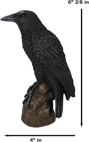 Miniatura 2 de Ebros Gift Figura gótica de cuervo cuervo carroñero pájaro posado en escultura de roca 6 pulgadas de alto, osario macabro presagro de condenación