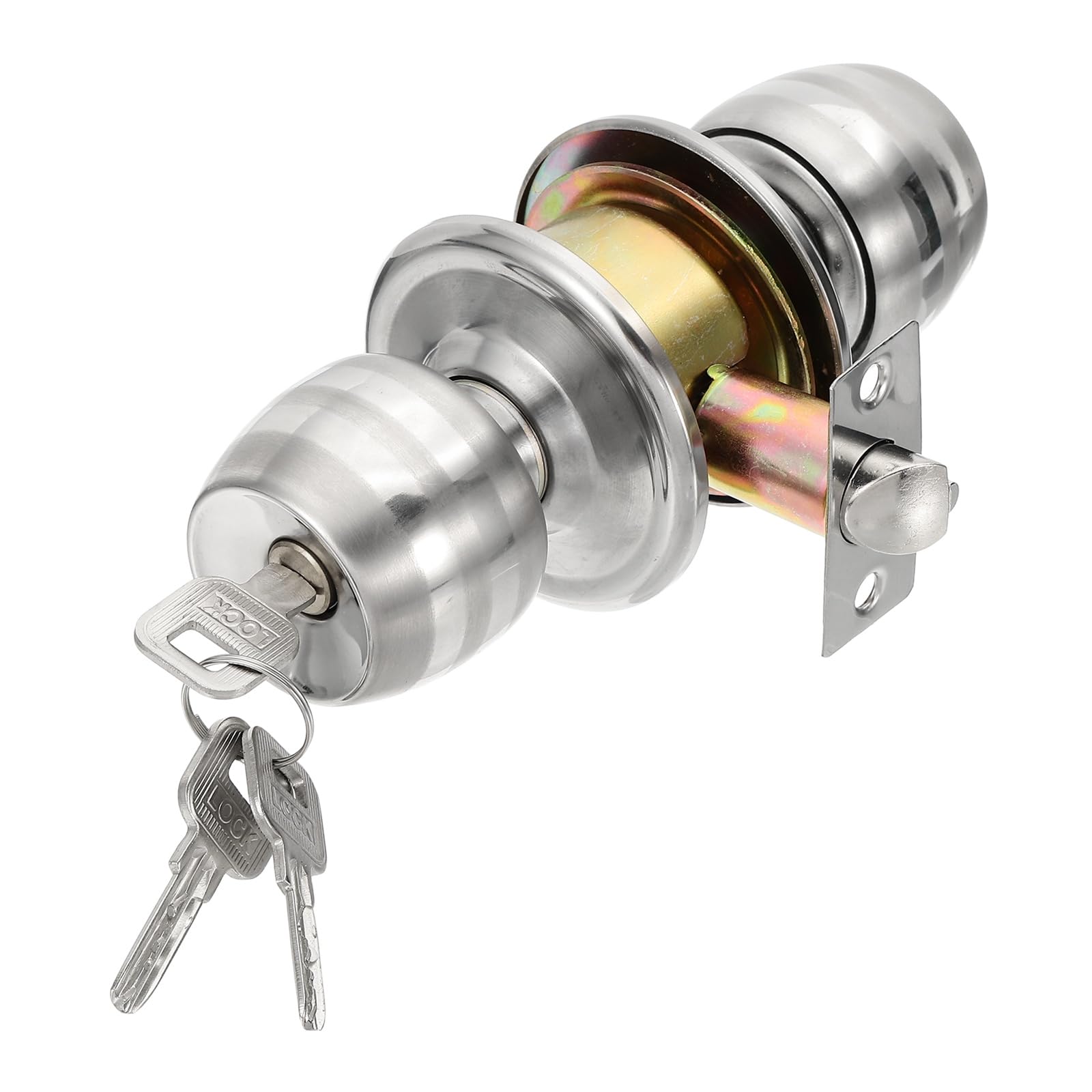 Bouton de porte d'entrée avec clé de 50 mm en acier inoxydable satiné