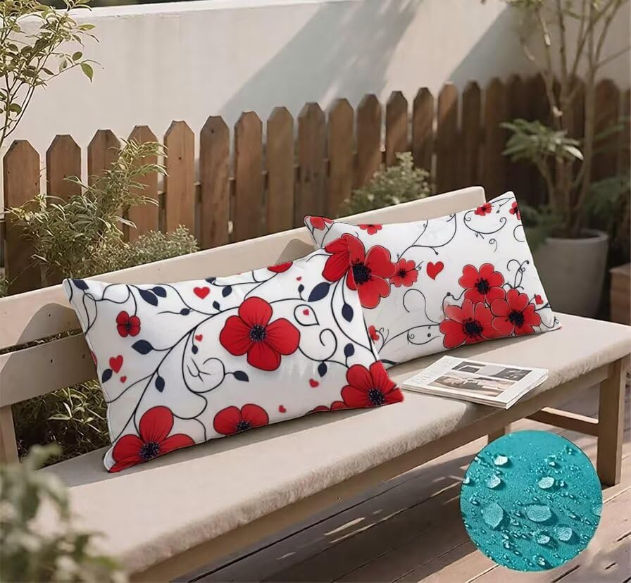 Housse coussin rouge extérieur imperméable velour canapé 90x60 - 3