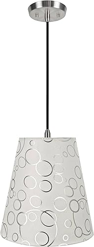 Aspen Creative, Blanco 72891-11 Lámpara colgante de techo colgante con pantalla de tela imperio de tapa dura, 12 pulgadas de ancho