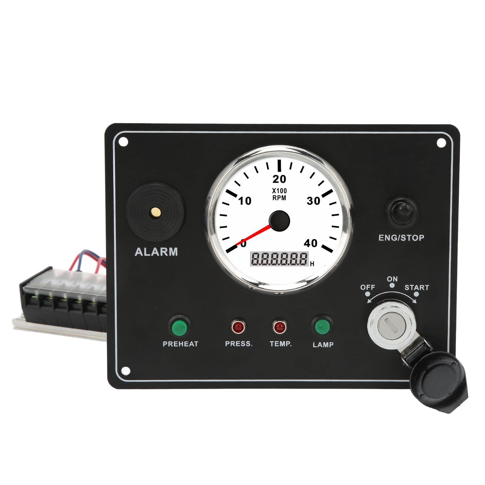BROLEO BoatInstrument Panel, IP67 Waterproof Tahcometer Multifunction 4000RPM Material Digital Gauge Cluster Set (24V)
