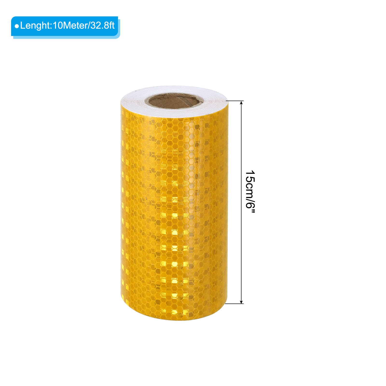 PATIKIL Réfléchissant Ruban Adhésif, 6" x 33 FT Imperméable Adhésif Haute Visibilité Avertissement Sécurité Bande Externe Accessoires Bien Visible pour Voitures Camions, Jaune