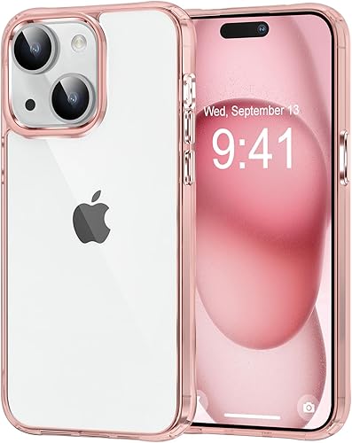 MOCCA Funda transparente compatible con iPhone 15, no amarillea, compatible con carga inalámbrica, delgada, a prueba de golpes, transparente, a