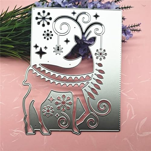 Lapoo Metal Cutting Die For Scrapbooking, New Cutting Dies Diy Album Card Making Decor Paper Craft Metal Die Cuts Party Wedding Decorations (Large Reindeer 4.6×6 In, Festival Series) #TOP2