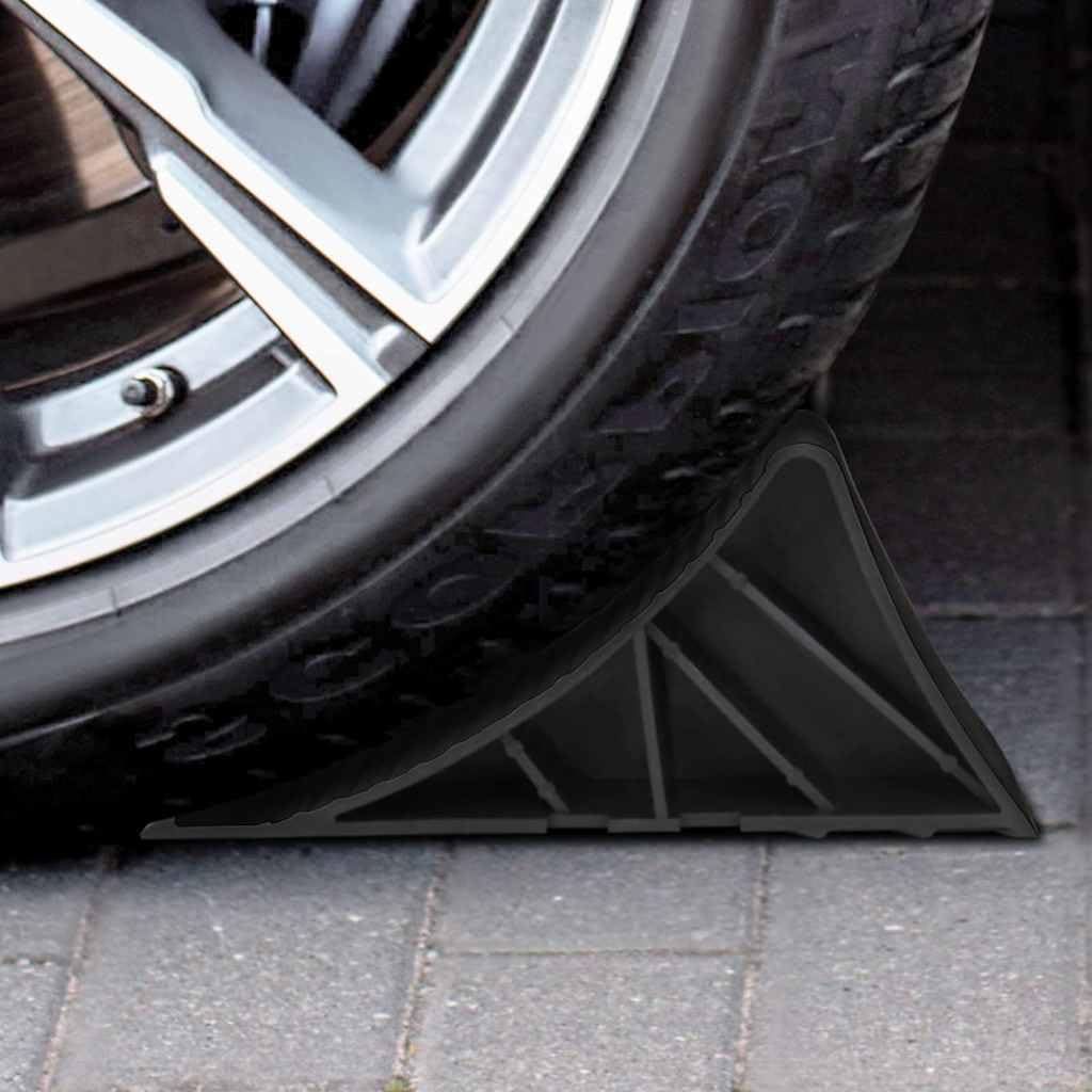 Kliny do kół, 2 sztuki, tworzywo sztuczne, 25 x 10 x 11,5 cm, z uchwytem montażowym do przyczep, przyczep kempingowych, samochodów osobowych, ciężarowych, antypoślizgowych dywaników na koła