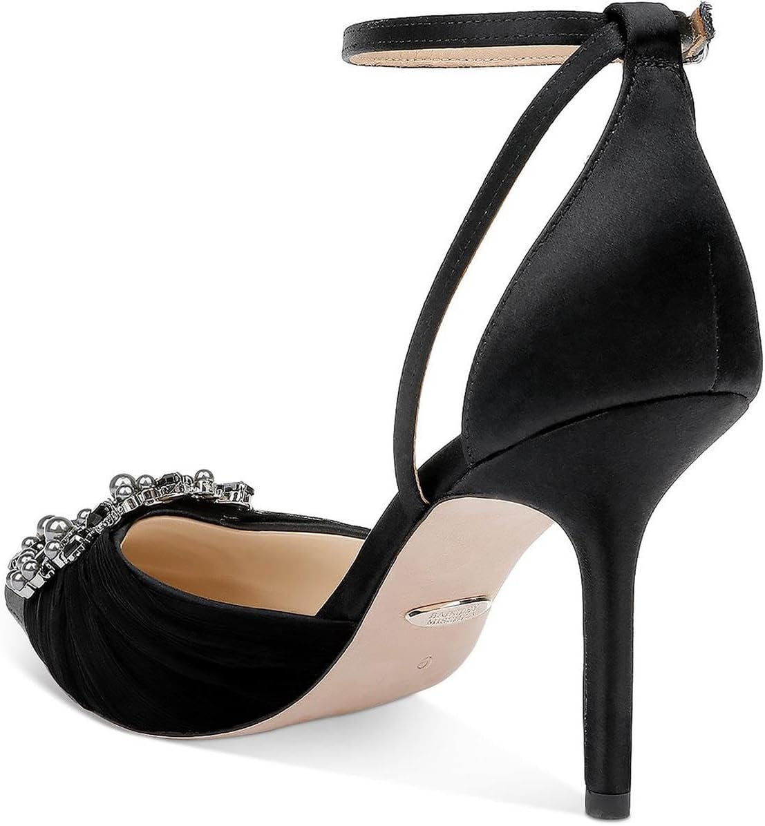 Badgley Mischka Women's Nisha Pump, Black Satin, 8