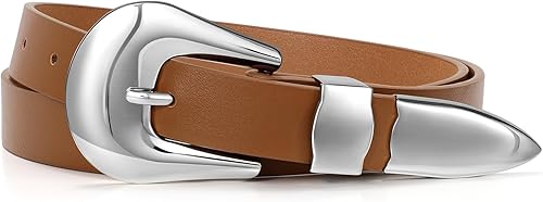 Women Leather Belt Ladies Faux Leather Belt for Jeans Dress Fashion Silver Gold 