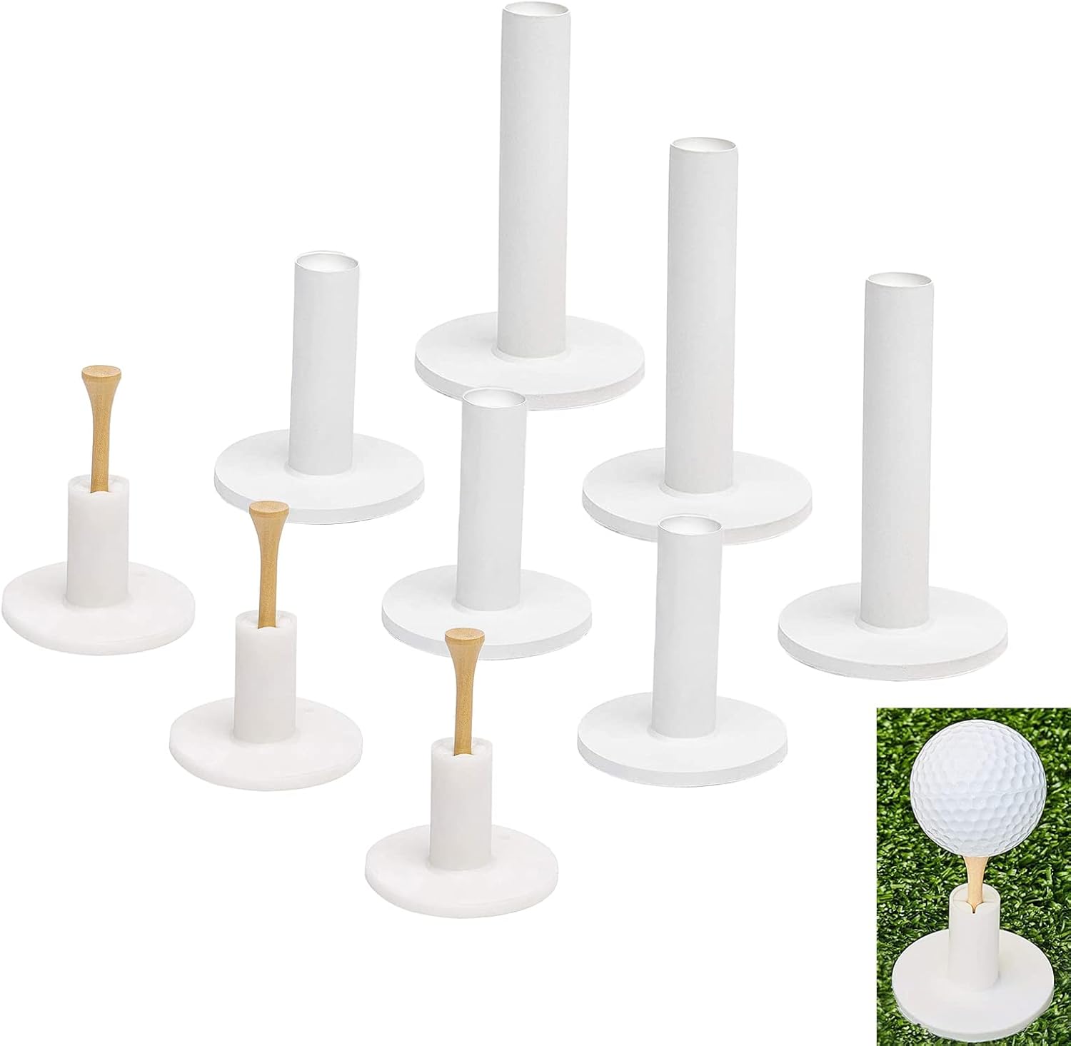 ZARSIO 9PCS Golf Practice Tees Rubber Tee Indoor Outdoor