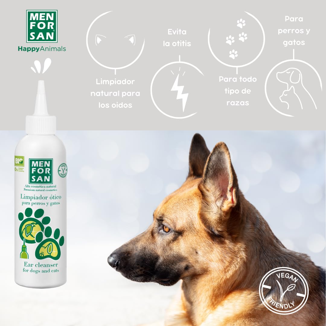 MENFORSAN Otic Cleaner per Cani e Gatti | Igiene delle Orecchie | Previene e Combatte l'Otite | Inodore | Incolore | 125 ml