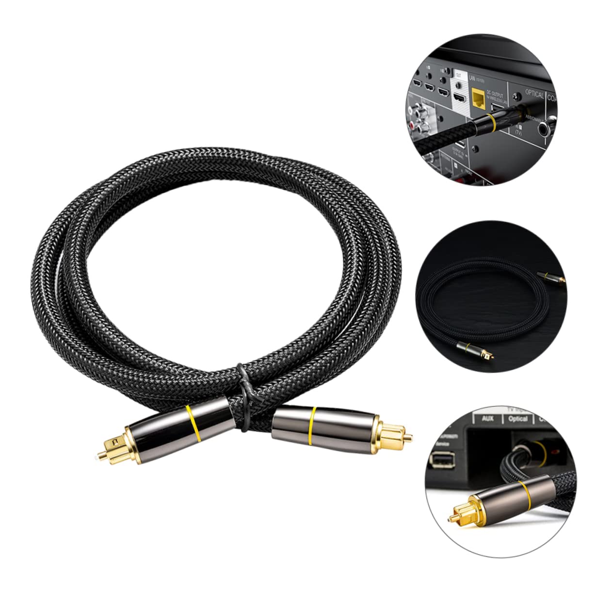 NUOBESTY Cavo Audio Ottico Digitale in Fibra, Nero, Trasmissione del Segnale e Qualità Audio per Tv e Impianto Stereo