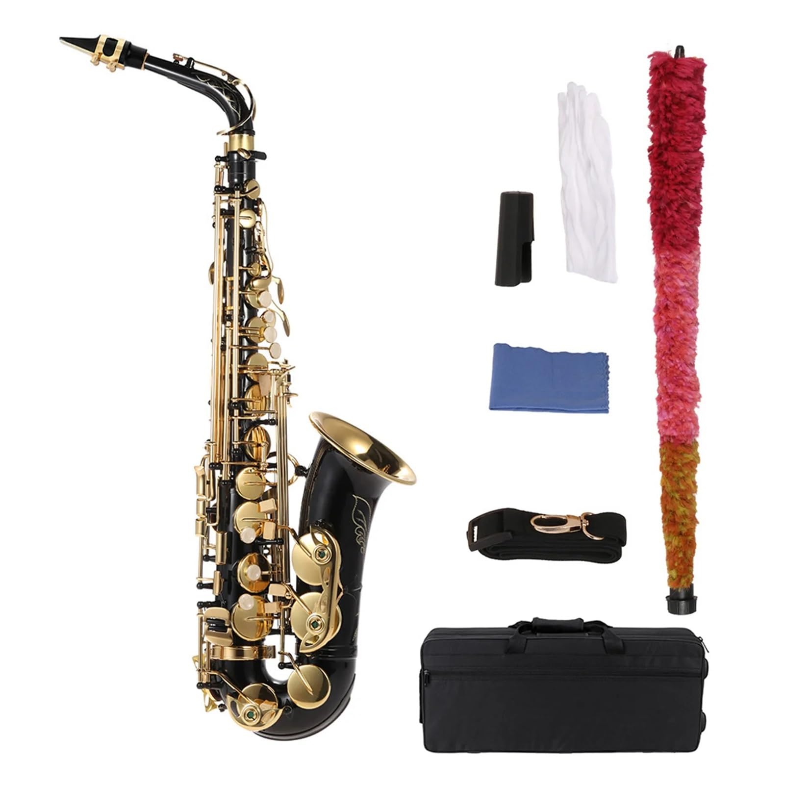 Saxofón Saxofón Alto EB, Instrumento De Viento De Madera En Mi Bemol Dorado Lacado con Accesorios