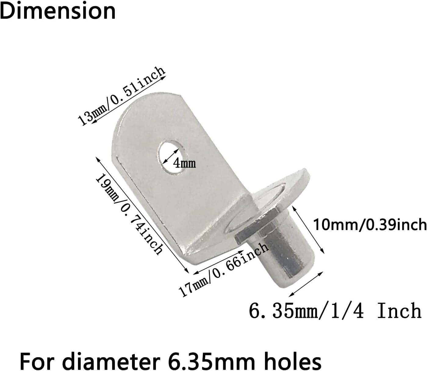 50 Pack Shelf Support Pegs, 6mm Metal Nickel L-Shaped Support Pegs with Hole, Cabinet Support Pins for Furniture Shelves Bracket