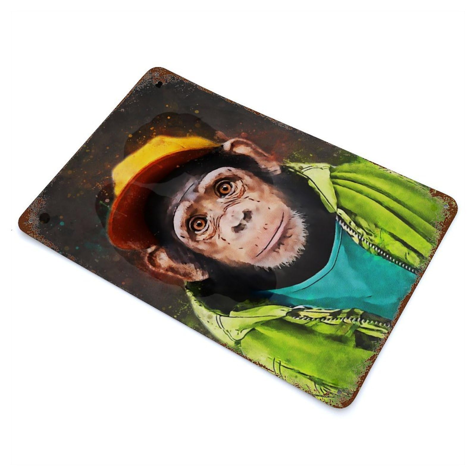 Garage Style Monkey Fashion Vintage Rust Metal Sign 11.8"x7.9", Rustic Home Decor for Bar And Workshop