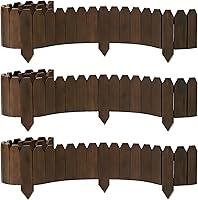 Wanderroot Wood Garden Fence Border - Durable Natural Picket Panels for Flower Beds & Landscape Edging (7.6"H x 49"L, 3 Pack)