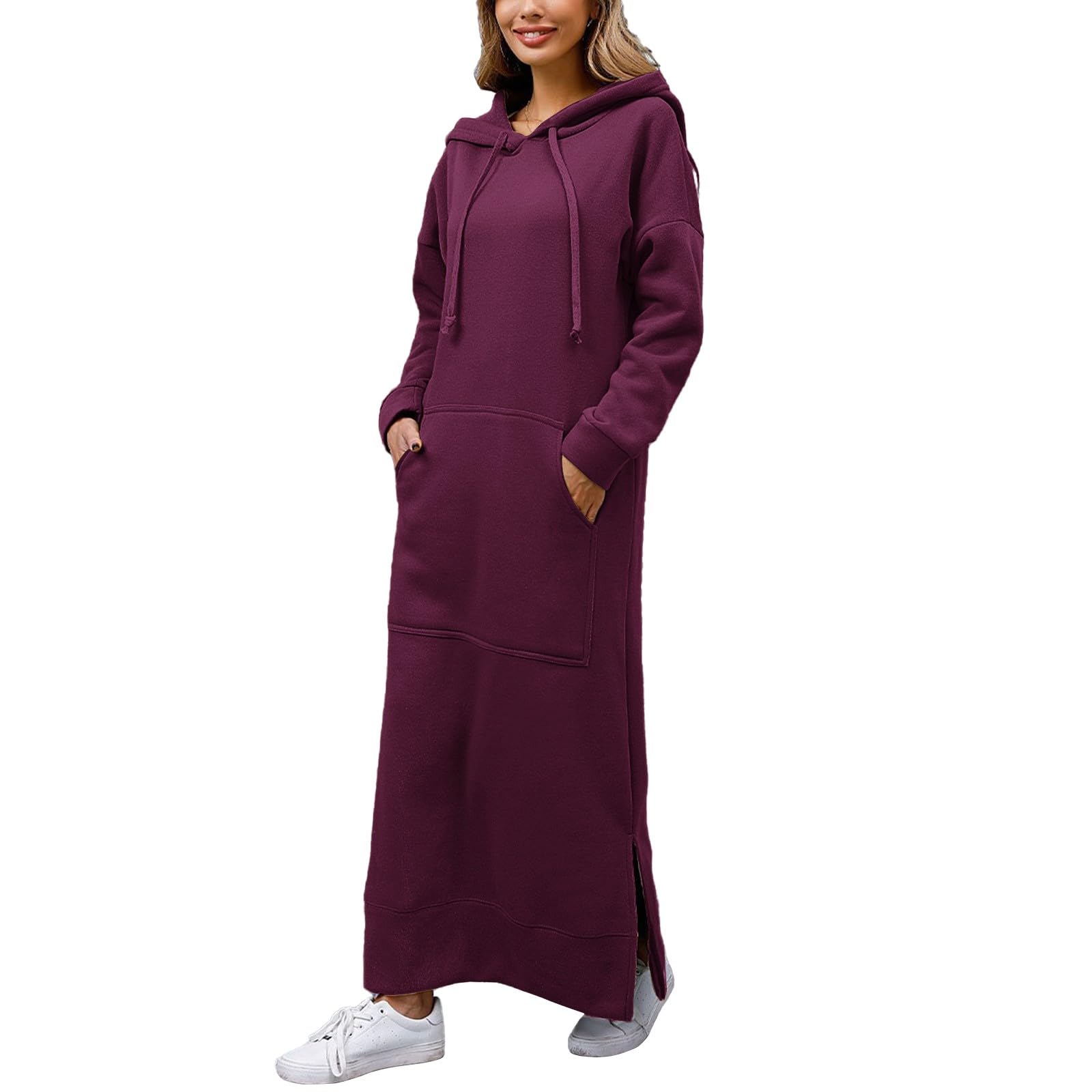 Robe pull ample pour femme avec grande poche et capuche style décontracté - 6