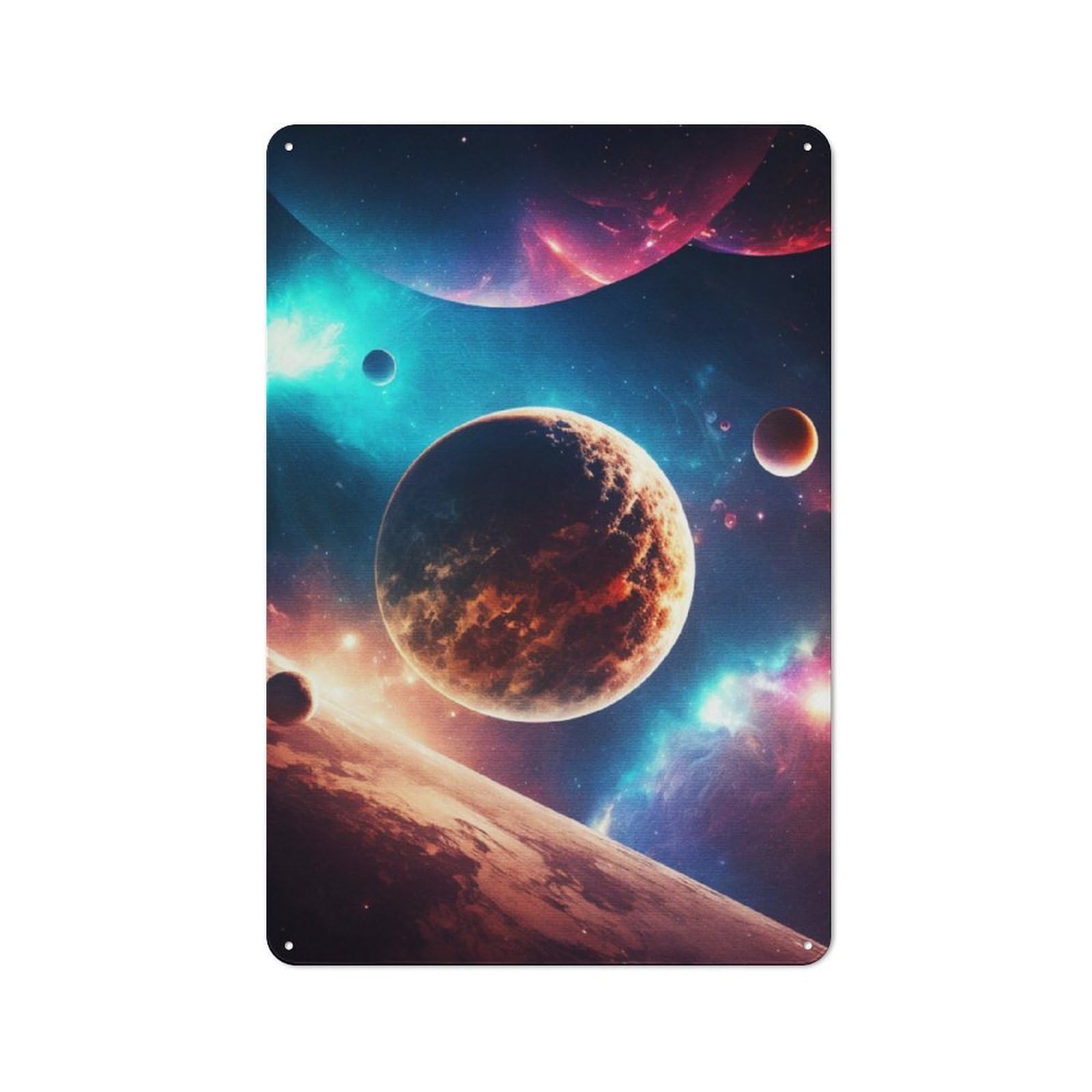 Junmoney Planet In Galaxy Tin Wall Plaque 30X20cm With For Pub Or Café, For Collectors Of Retro Metal Wall Decor