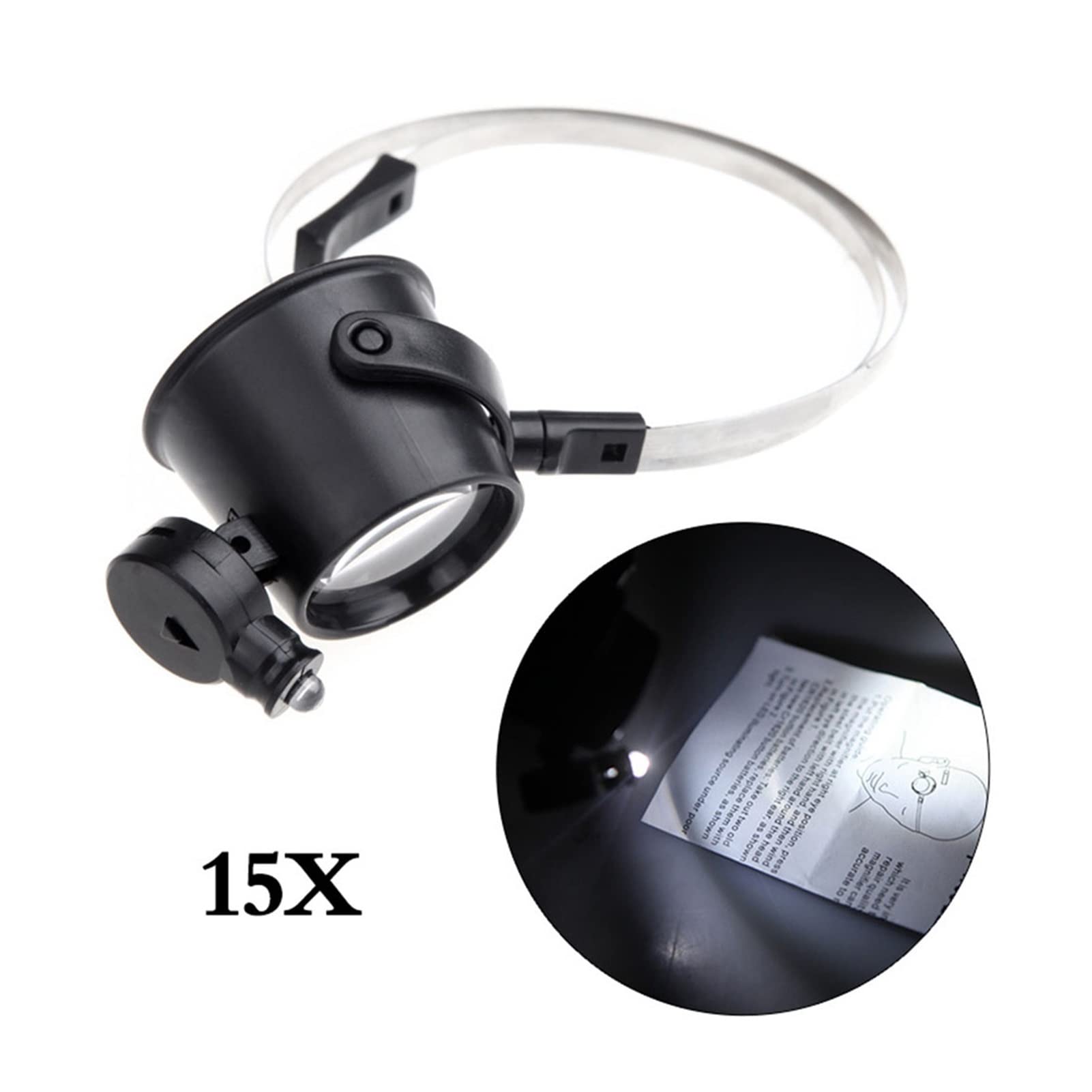 Lupa Luminosa LED de 15x, Lupa para reparación de Relojes de joyería, Lupa para la Cabeza