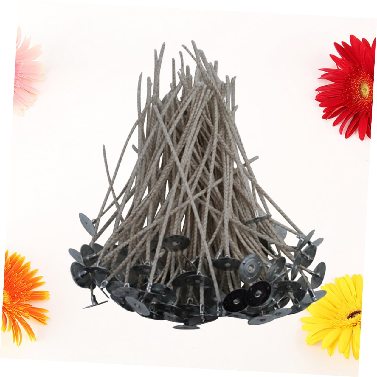 Gatuida Kit para Hacer Velas Artesanales con Soporte para Estabilidad Humo Negro con 100 Mechas Preenceradas Mecha de Cera y 100 Pestañas