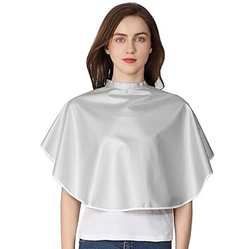 Iusmnur Makeup Cape - Professional Barber Cape with Hook & Loop Fastener Closure, Waterproof Hair Salon Capes for Makeup Artist Beautician - 32 x 26 inches(Silver)