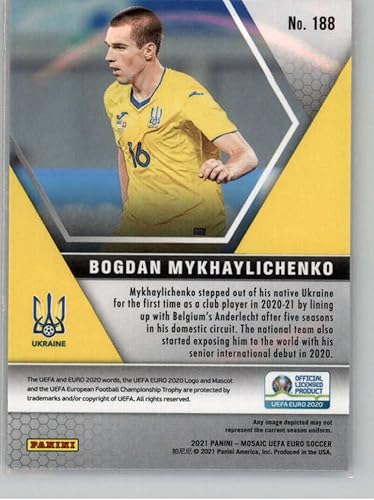 Miniatura 2 de 2021 Panini Mosaic UEFA Euro 2020#188 Bogdan Mykhaylichenko Ukraine RC Rookie Card Official Soccer/Futbol Trading Card in Raw (NM or Better)