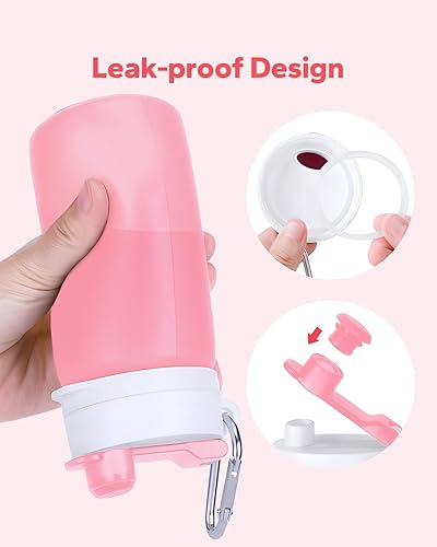 Miniatura 12 de Botella de agua plegable, botella plegable portátil y botella de agua con clip para mochila, botella de agua plegable sin BPA, botella deportiva