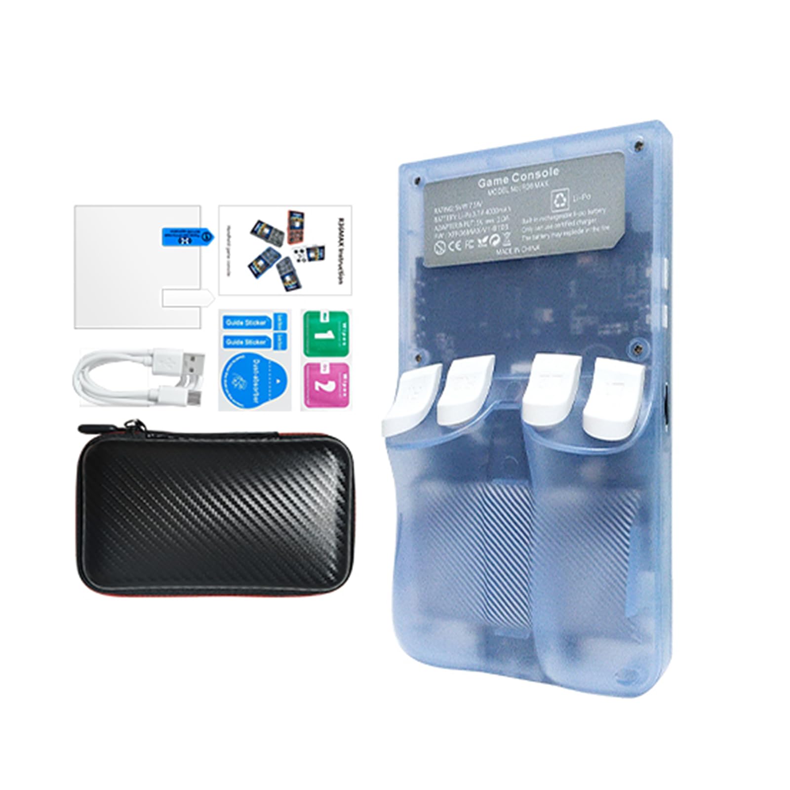 Retro Handheld Konsole 4 Zoll,128GB Spielkonsole Linux-System (Eisblau) | 720×720 Bildschirm, 4000mAh Akku, USB-Ladekabel, leichte Mini-Konsole für unterwegs