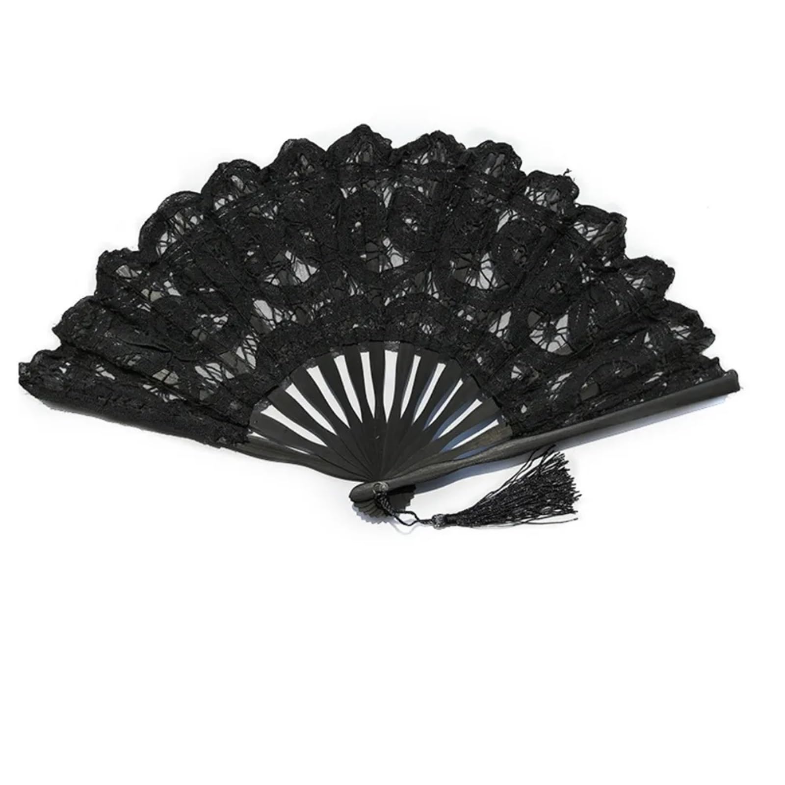 5Pcs Handheld Embroidered Fans With Bamboo Handle