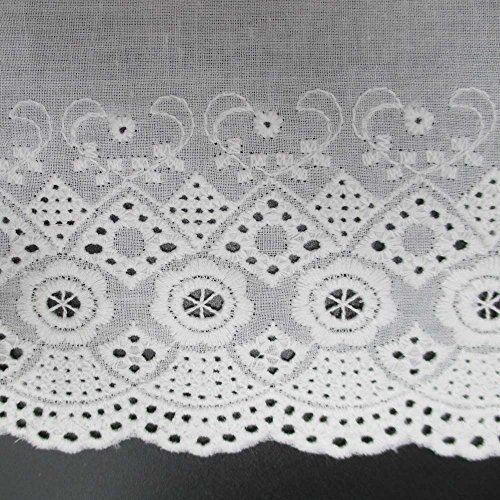 Trimscraft 5 Yards 6 Inches Wide White Cotton Embroidered Lace Fabric Trimming For Home Decor Supply Garment Accessory #TOP1