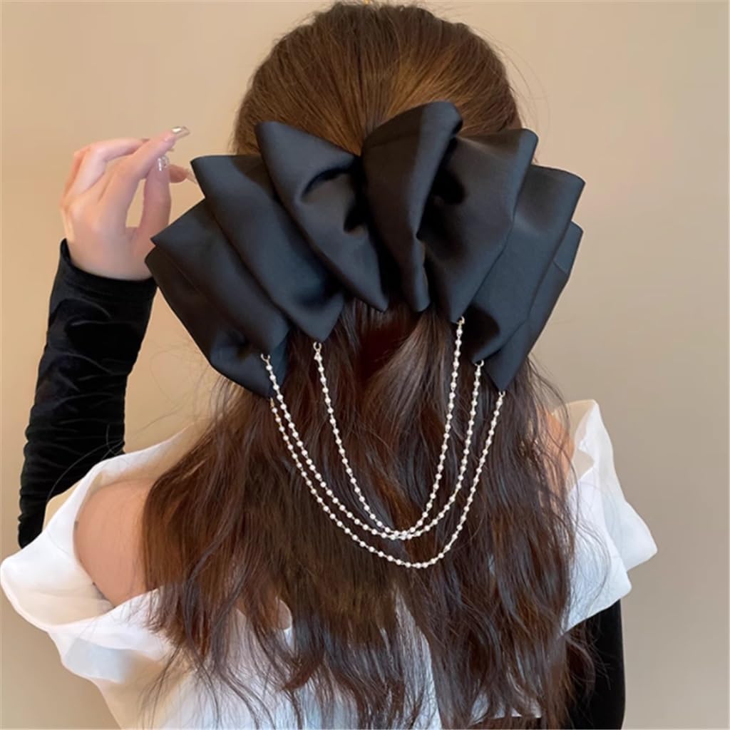 Pearl tassel spring clip hair back of top temperament flower