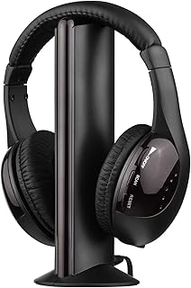 fullshun 5-in-1 Multifunctional Wirel Headset FM Hi-Fi Wirel Headphone Etter & Receiver Set FM Radio Computer TV Cordl Headphone Wired Headset with crophone for TV Listening Voice Chatting
