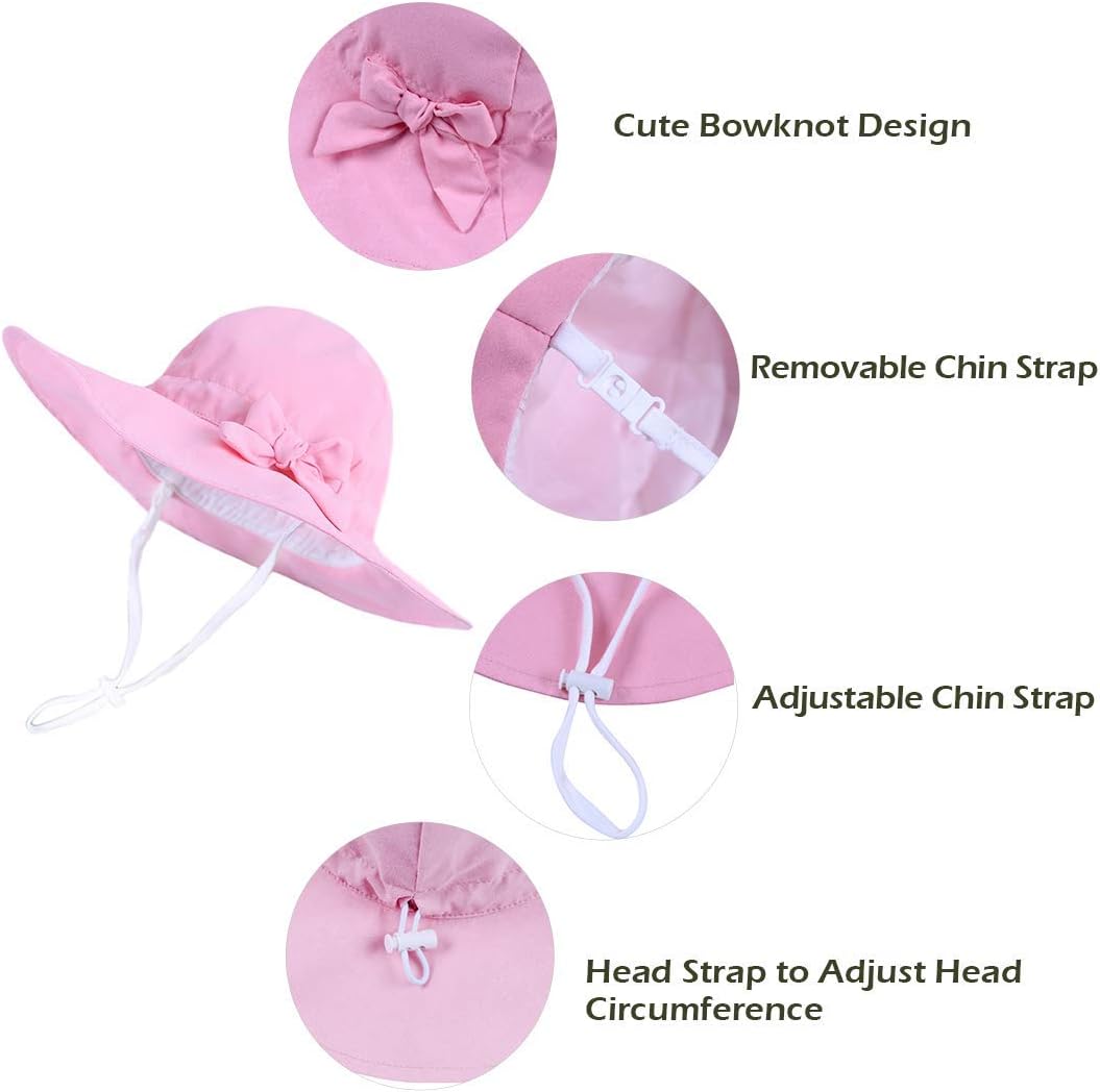 Baby Sun Hat Toddler Baby Girl Hats UPF 50+ Summer Kids Beach Wide Brim Bucket Caps - Image 4