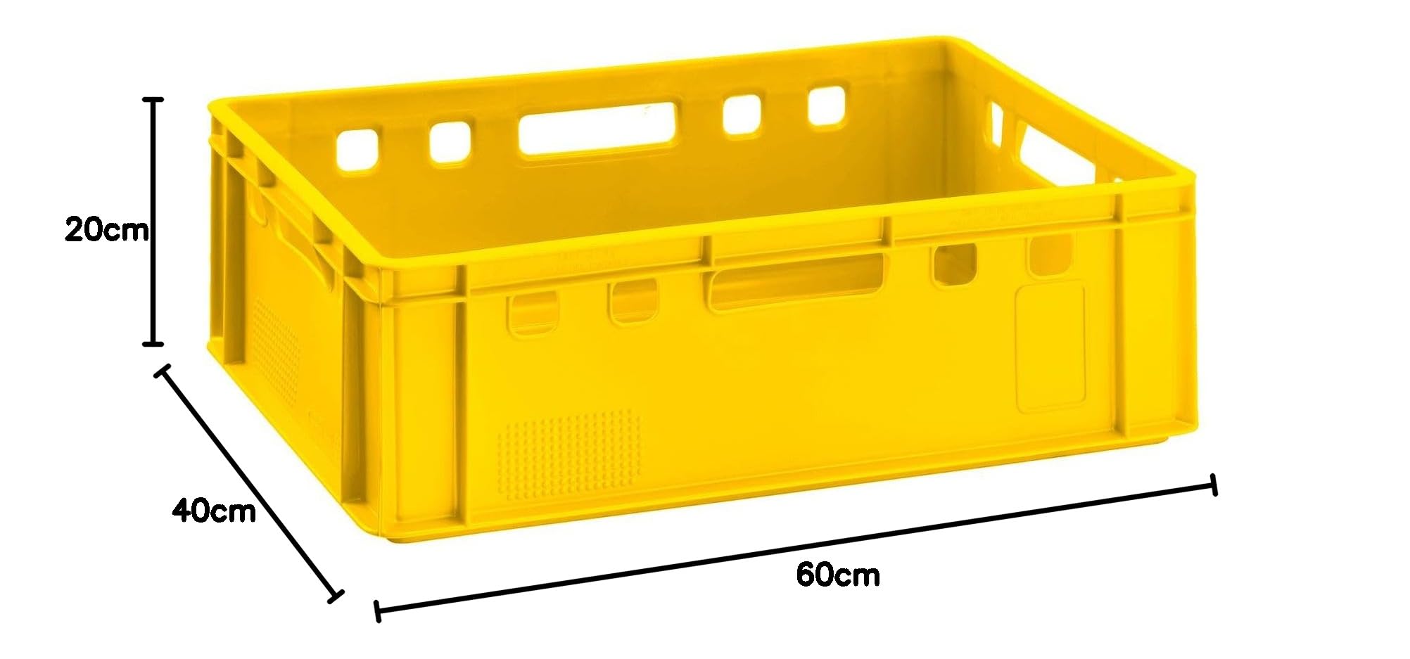 BURI Caja para carne, E2, amarillo, 60 x 40 x 20 cm, Eurobox de Alemania, apta para alimentos, robusta, apilable