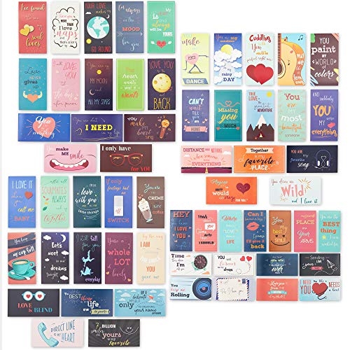 Paper Junkie 60-Pack Romantic Inspirational Lunch Box Love Notes for Husband, Wife, Adults