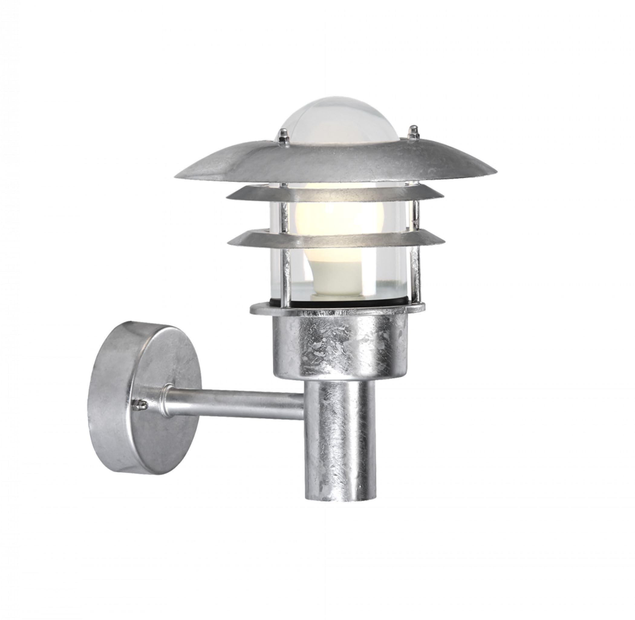 Nordlux Lonstrup Outdoor Wall Light Silver Galvanized Steel E27 Coastal/Marine Safe - Garden, Patio, Entrance Mains Powered, IP44
