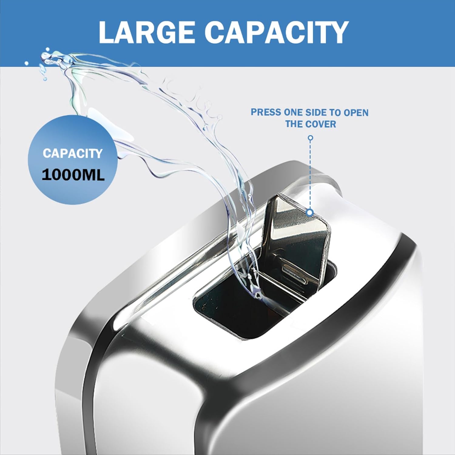 2 Pack 1000ml Hand Soap Dispenser, Commercial Soap Dispenser Wall Mounted, Stainless Steel Refillable Wall Mounted Soap Dispenser for Bathrooms, Toilets, Hotels, Restaurants (Silver) - Image 5