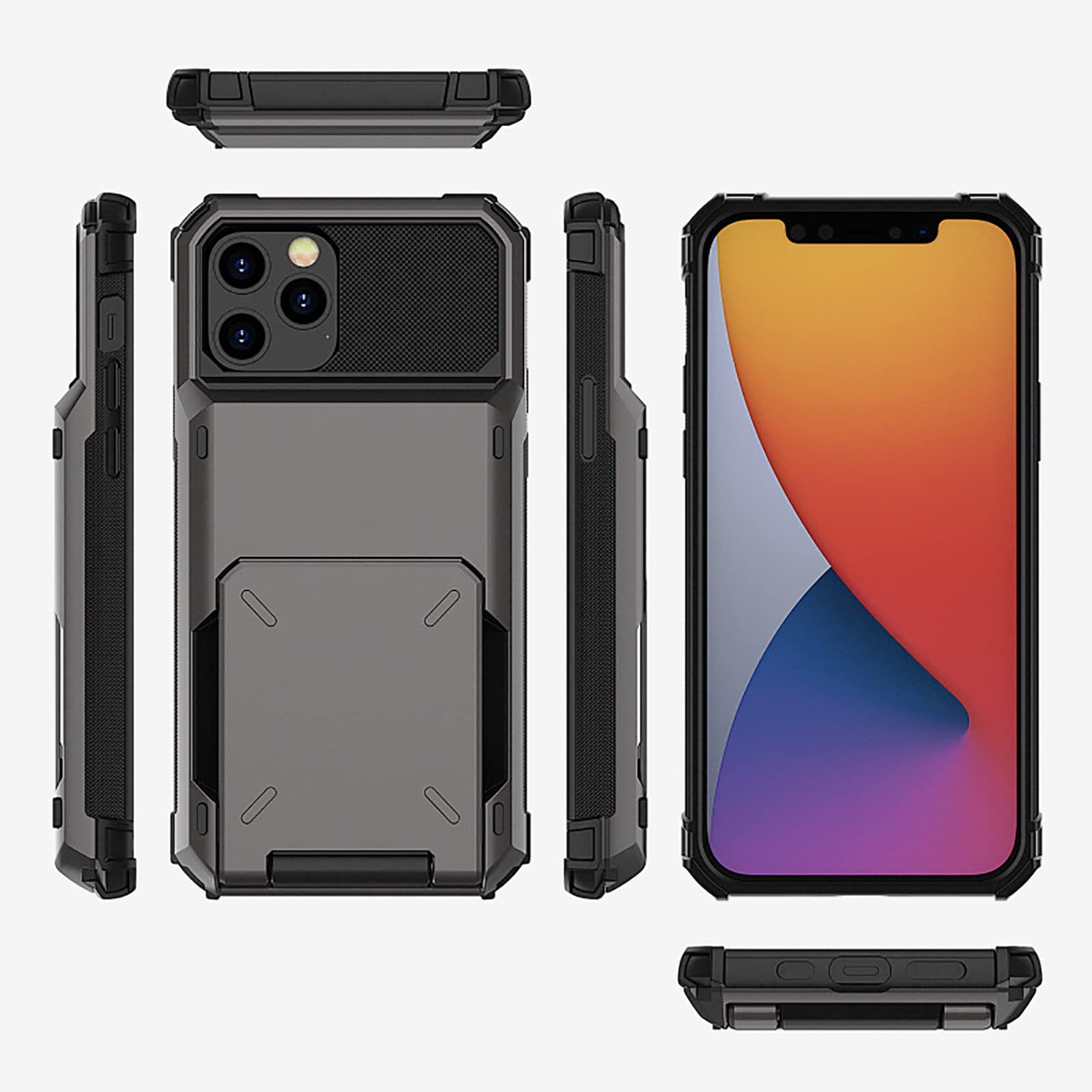 Custodia per IP 13/12 PRO Max Slot per Porta carte Integrato sul Retro Custodia resistente in Materiali TPU e Policarbonato Morbida Custodia per Telefono in TPU,Black,Ip XS Max
