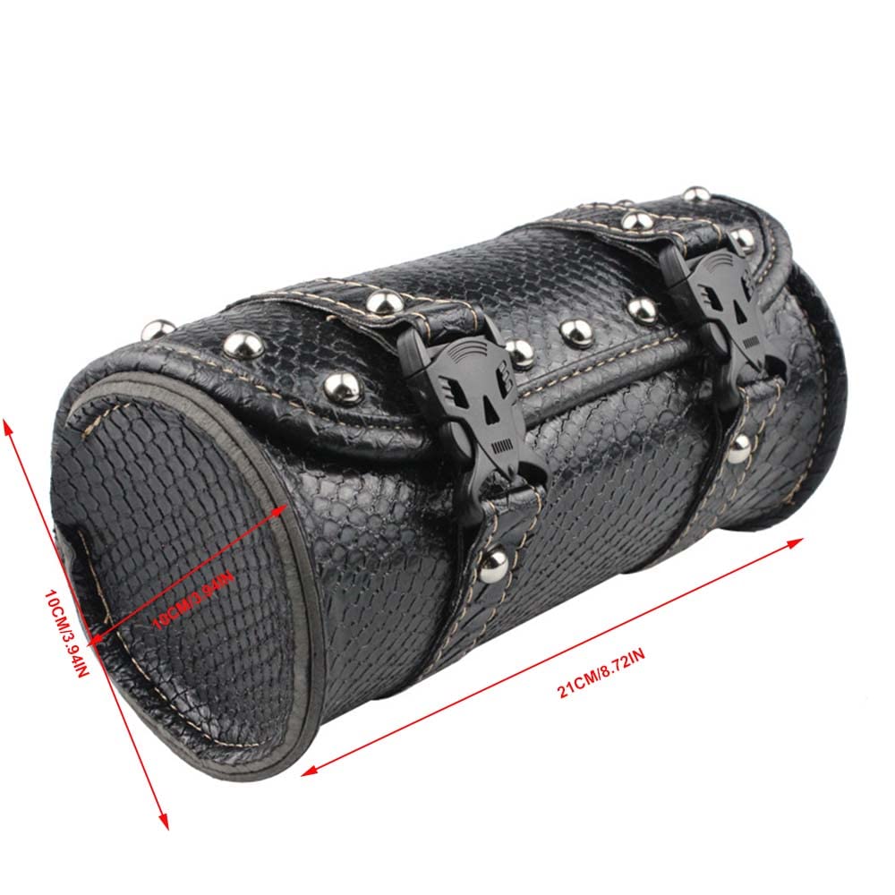 Universal Motorcycle Handlebar Tool Bag - Waterproof PU Leather, Mounts On Handlebars Or Forks (Black) - View #9